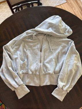 Light Gray Zip-Up Hooded Sweatshirt